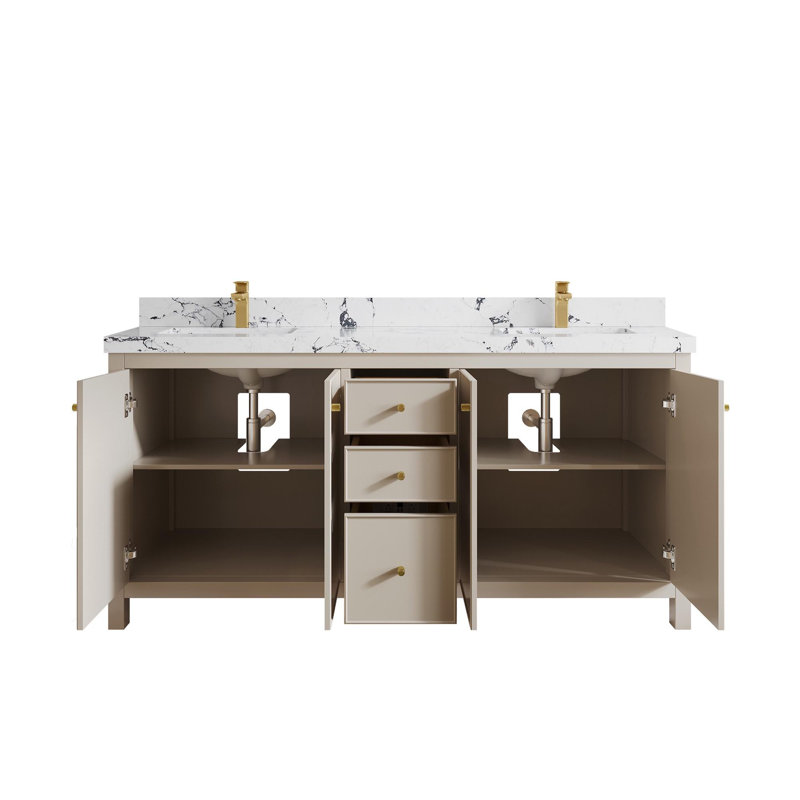 Meuble-lavabo double 72 po avec plateau Chicago, Viola nuit