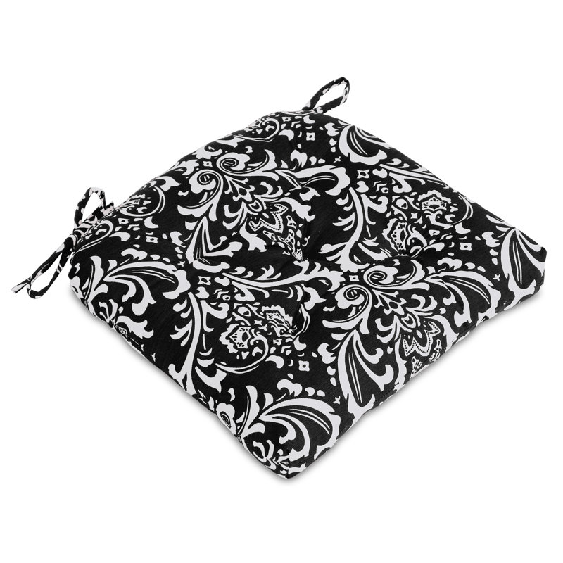 Outdoor 3'' Dining Chair Chair Pad, Black Grey