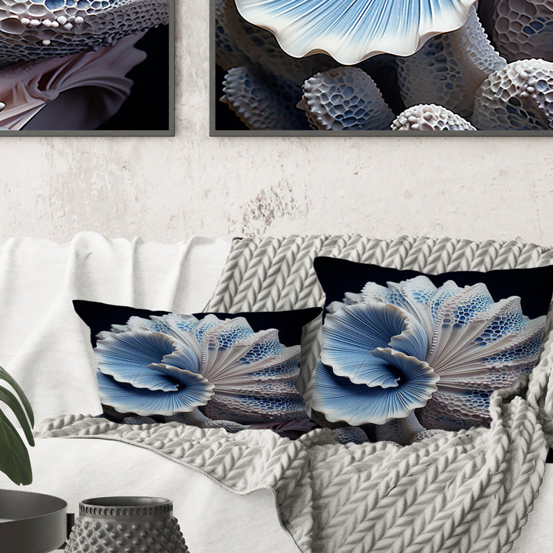 Coussin Blue Seashell Symphony - imprimé coquillage