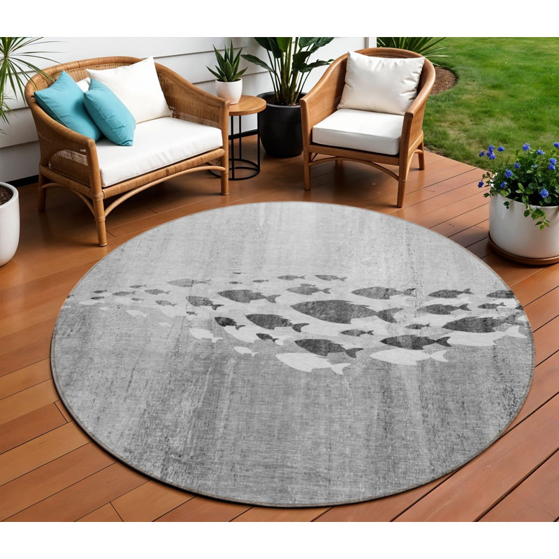 HomeRoots Round Machine Woven Area Rug