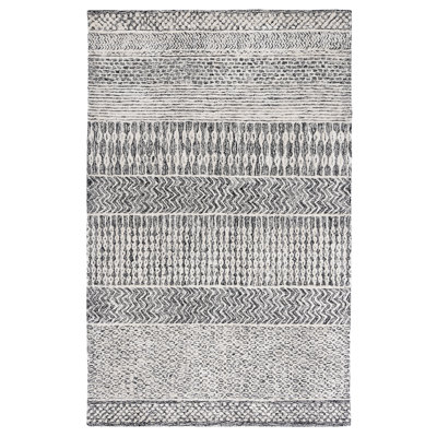 Tapis gris anthracite / ivoire en laine et viscose touffetés à la main Glamour