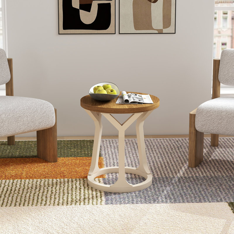 Table de bout ronde d'appoint Farment, Blanc