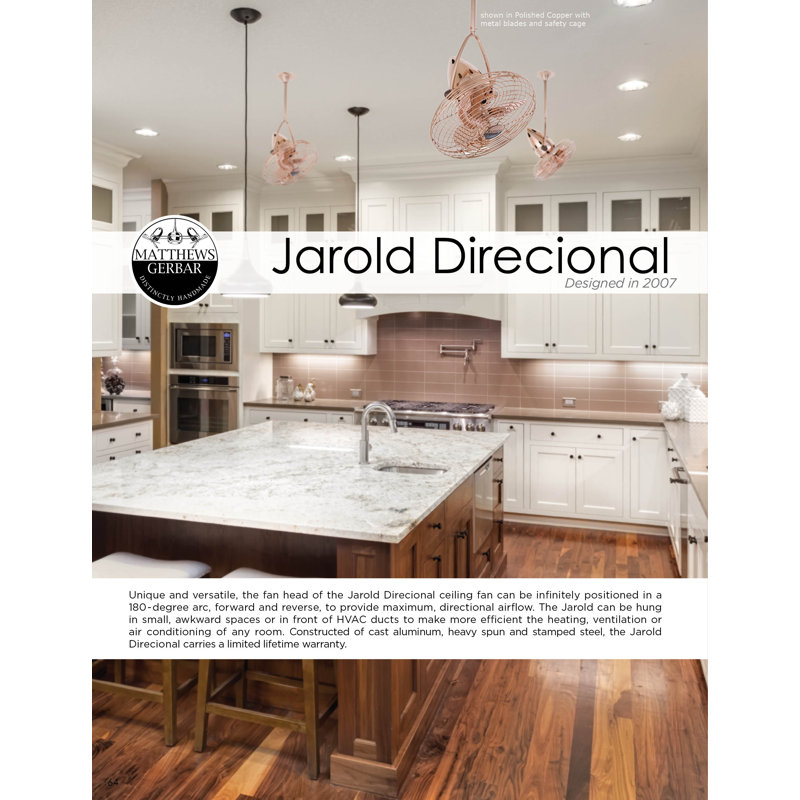 13" Jarold 3 Blade Ceiling Fan, Polished Copper