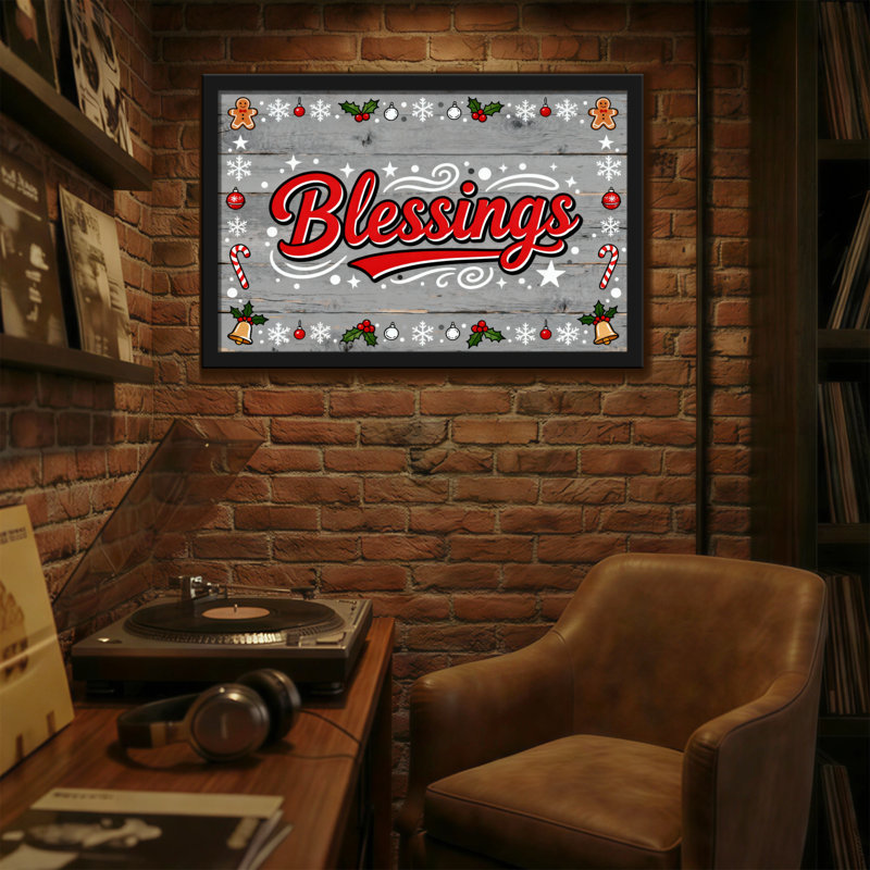 Impression de motifs décoratifs de Noël «Christmas Blessings», H 12 po x l 18 po