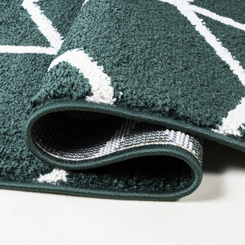 Tapis vert / blanc Mashawna, Rectangle 7 pi 9 po x 10 pi