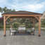 Backyard Discovery Barrington 14' x 12' Cedar Wood Outdoor Patio Gazebo with Hardtop Galvanized Steel Hip Roof and PowerPort