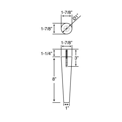 Base Espresso Furniture Leg, Pack of 4