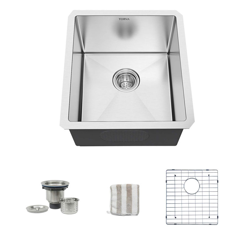 Évier de bar / préparation en acier inoxydable de calibre 18 à cuve simple encastrable 13 po x 15 po (profondeur de 8 po)