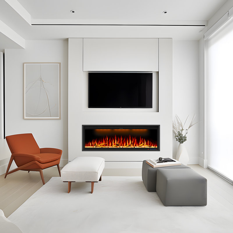 Mattalyn Powder Coated Electric Fireplace Insert with 5120 BTU, 16.87" H x 60" W x 6.31" D