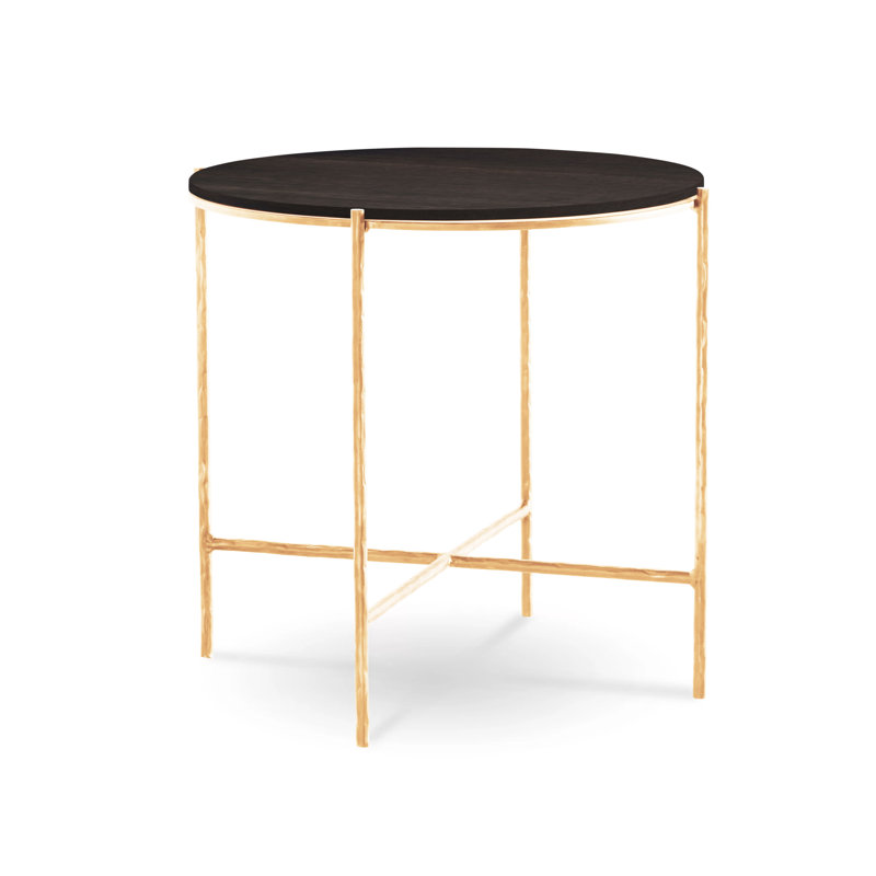 Anna Solid Wood End Table, Raven, Tuscan Gold