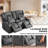 Manual Reclining Loveseat Sofa With Center Console, Cup Holders And LED Lights - Plush Theater Seating-807406454