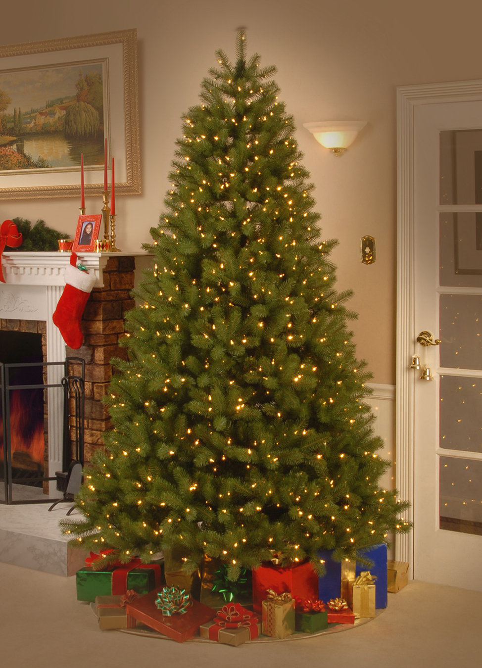 The Holiday Aisle® Downswept DouglasFir Tree with Dual Color LED Lights, 9' H x 71" W, Pre-Lit
