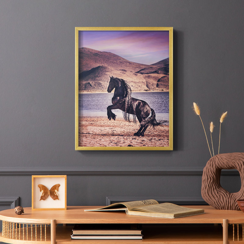 Sunlit Horses II, reproduction encadrée - bois massif, H 28 po x l 22 po