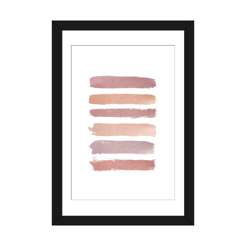 «Dusty Rose Stripes» par Orara Studio, impression sur toile, H 24 po x l 16 po x P 1 po, Papier d'art encadré noir, Blanc