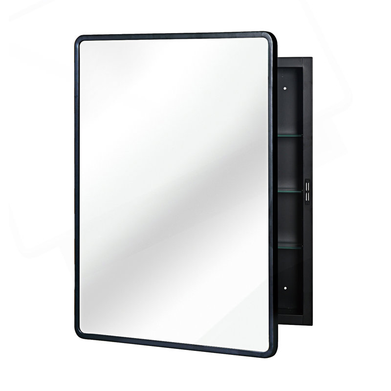 Armoire décorative, armoire à miroir avec cadre en métal, armoire murale ou miroir encastré