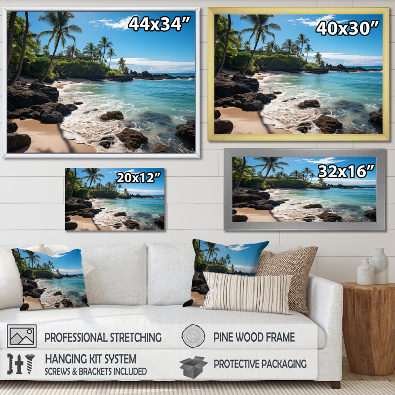 Maui Tropical Dreamscape II - Maui, impression sur toile encadrée, Cadre flottant noir, H 16 po x l 32 po x P 1 po