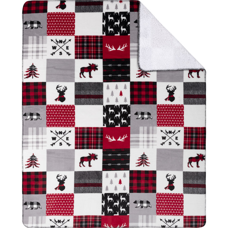  Jeté imprimé en flanelle Sherpa