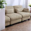 Canapé d'angle modulaire moderne, couleur chenille camel, 2 places réglables avec 2 poufs