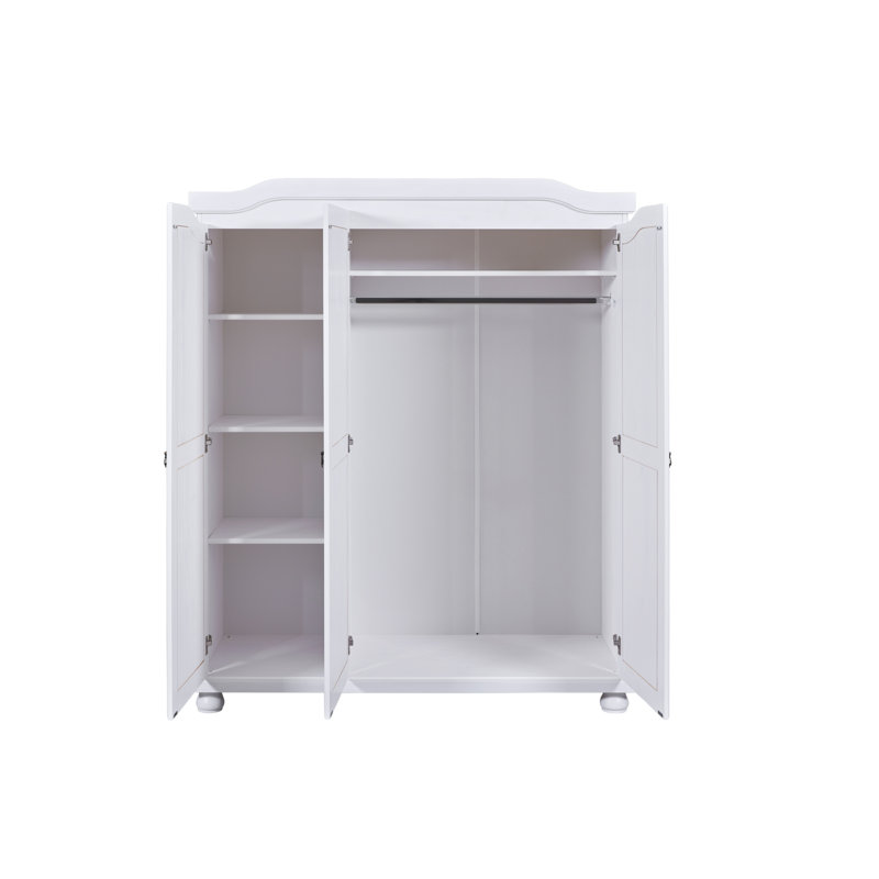 Elbira Bern Hinged Door Wardrobe - Solid pine wood, White