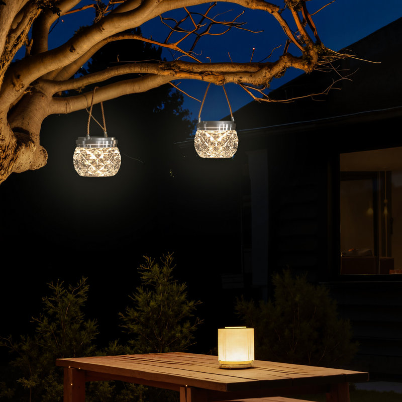  Lanterne d'extérieur à pot portable 4,02 "à DEL intégrée solaire, Deux lumières