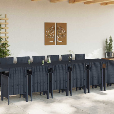 Garden Dining Set 15 Pcs Anthracite Poly Rattan
