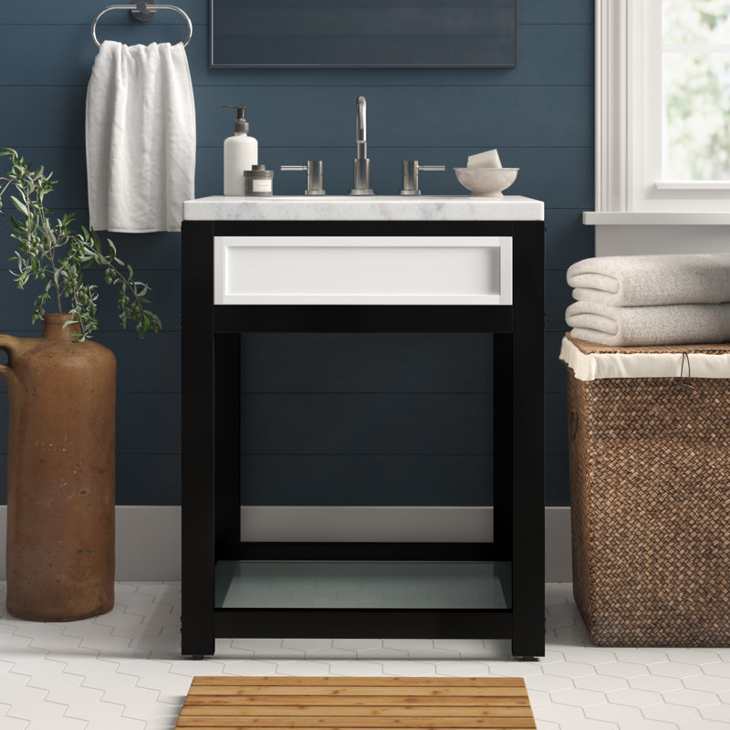 Base de lavabo console en acier Kingston avec tablette en verre Kingston Brass, Noir mat