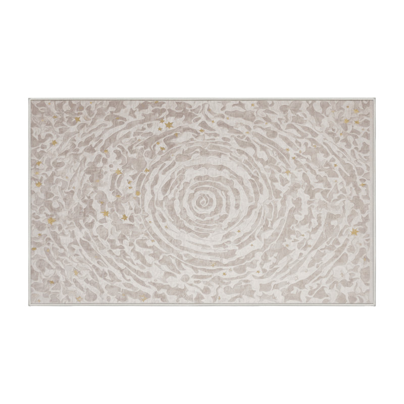 Machine Washable Beige Area Rug, Rectangle 6' x 9'