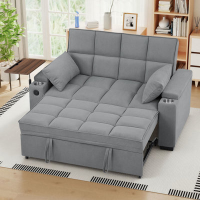 63'' Convertible Sleeper Sofa Bed with USB