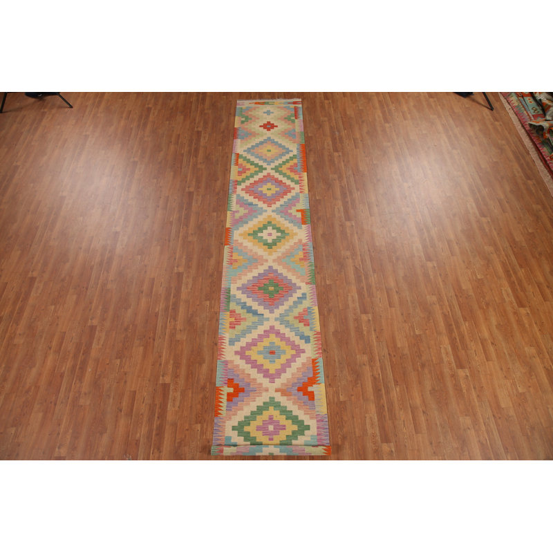 Reversible Wool Kilim Runner Rug 3x16