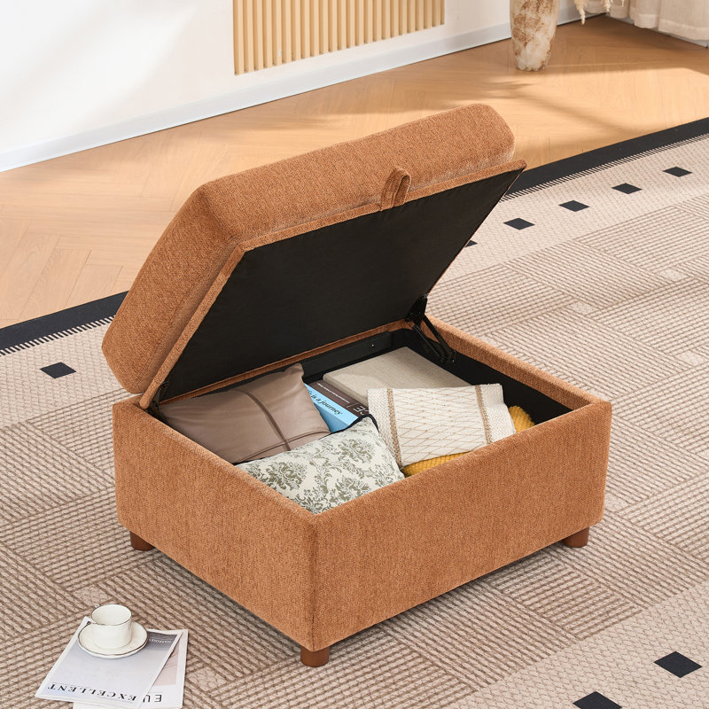  Canapé modulaire 79 po avec repose-pieds modulaire 79 po, 2 places, orange, Orange Chenille