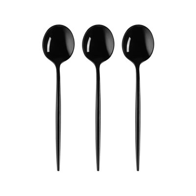 Cuillères à dessert jetables en plastique noir uni Moderno