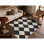 Tapis lavable à motif géométrique noir à carreaux crème-1604754482