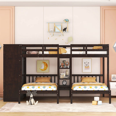 Jamaur Twin over Twin over Full 3 Drawer Triple / Quad Bunk Bed with Shelves by Harriet Bee -  7F6597E61C1F4185878498556650A28C