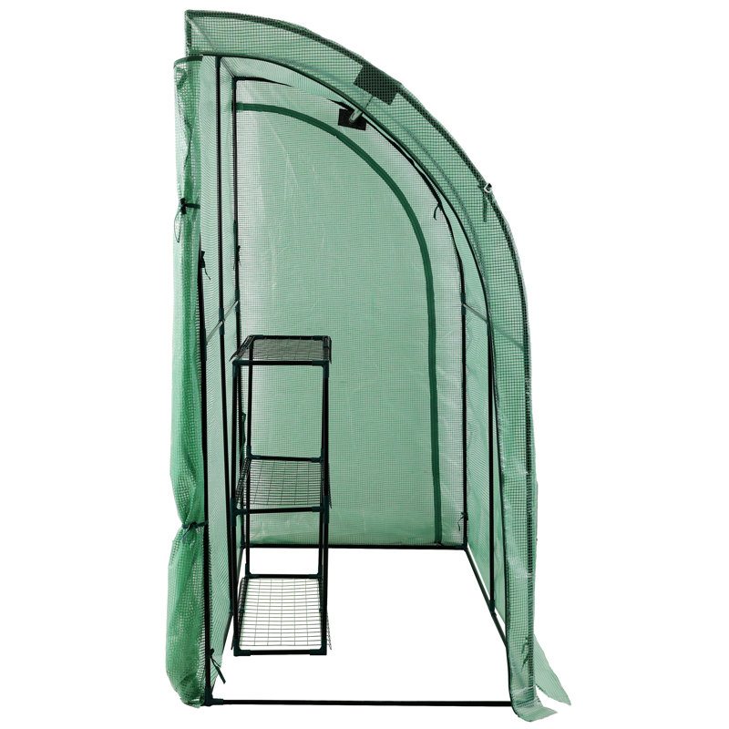 3-Tier Lean-To Portable Walk-In Greenhouse with 2 Zipper Doors, 79"x39"x83" Heavy-Duty Garden Hot House