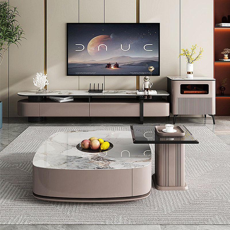 Simple coffee table TV stand side cabinet combo