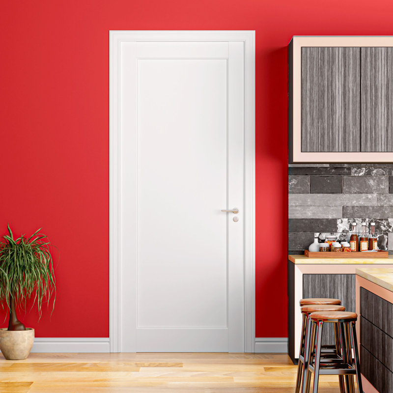 Porte intérieure pré-assemblée en dalle blanche 30 po x 80 po à 1 panneau de style shaker pour garde-manger, buanderie, garde-robe en dérivation, porte de poche, quincaillerie non incluse