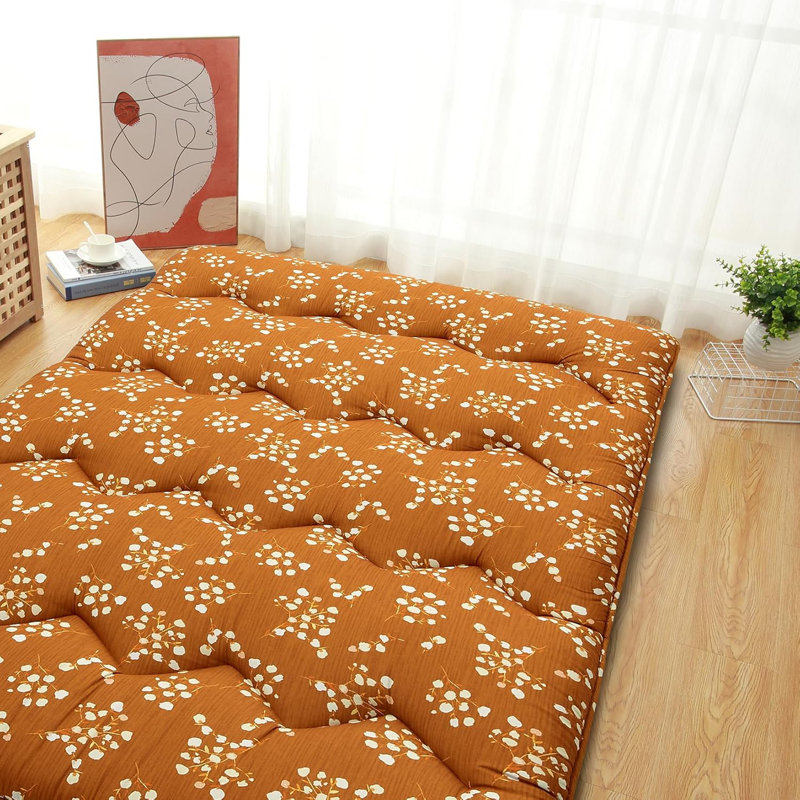 Matelas de futon japonais à motif floral pour adultes, Double
