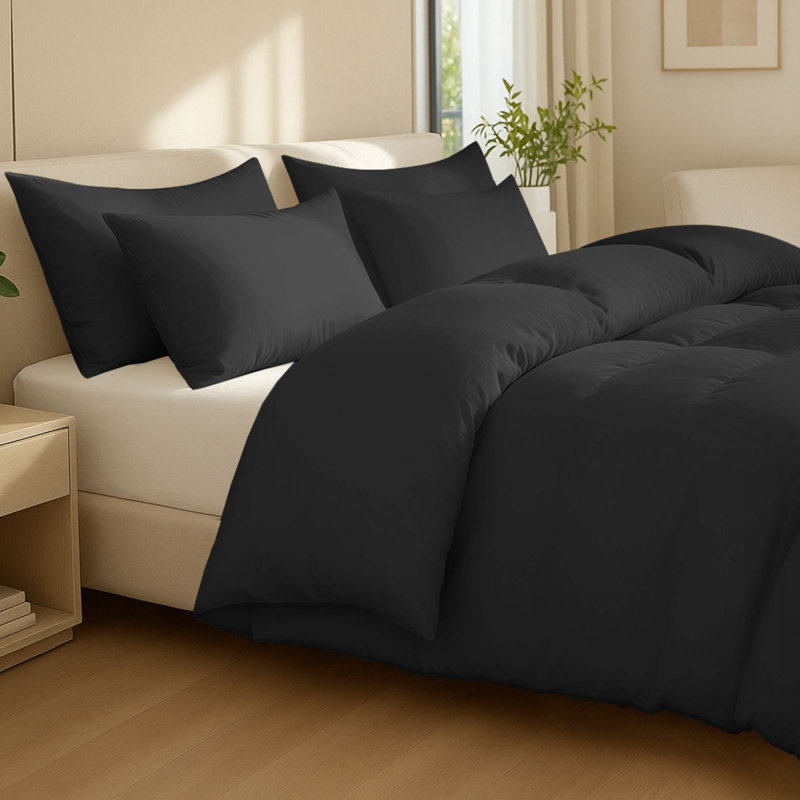 Cotton Solid Colour Duvet Cover Set with Pillow Shams, Double Duvet Cover + 2 Shams