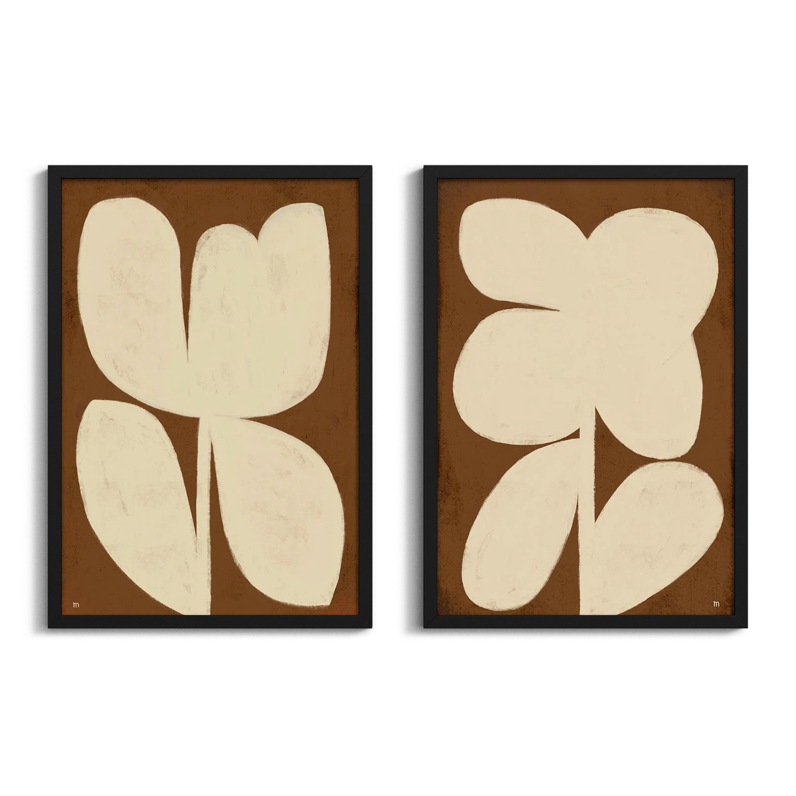 Flower 2-Piece Painting Set, Black Framed, 30" H x 21" W x 1.25" D