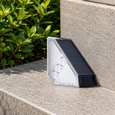 12-Pack Triangle Solar Step Lights | Waterproof Warm White Outdoor Stair and Deck Decor for Front Porches, Backyards and Patios