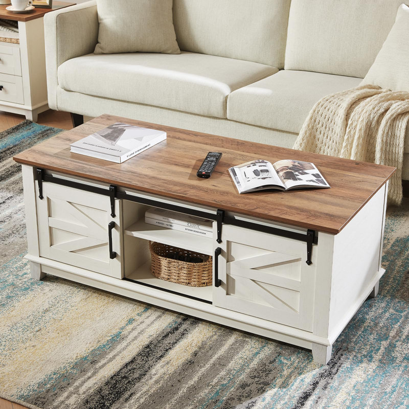 Chimira Coffee Table, Natural & White, Natural, White