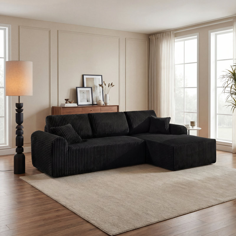 Canapé d'angle modulaire en tissu respirant, composé de 2 pièces et de 2 méridiennes surdimensionnées en forme de L