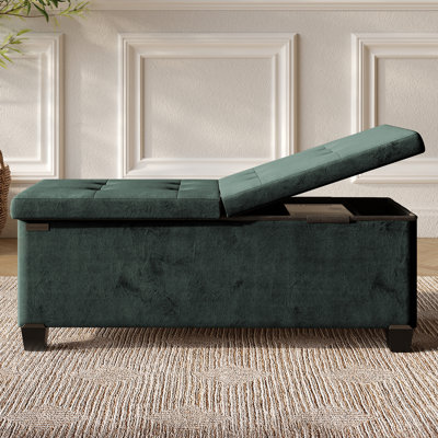 Banc repose-pieds en velours avec rangement amovible Nestl