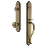 Arc Handleset with Single Cylinder Deadbolt and Fifth Avenue Door Knob and Rosette