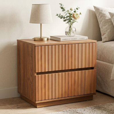 Modern 23.6" Wide Fluted 2-Drawer Nightstand