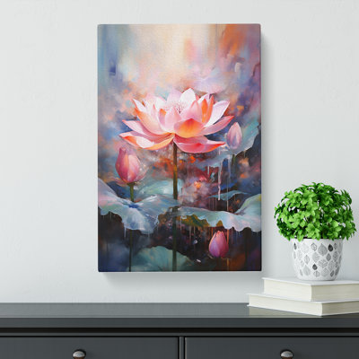 Lotus Flower Action Painting No.2 - Wrapped Canvas Print