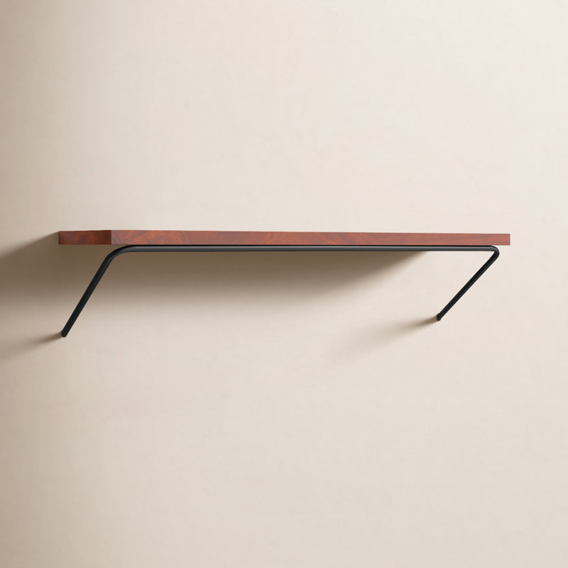 Dryden Solid Wood Metal Floating Shelf, 7.5'' H X 24'' W X 8'' D, Walnut