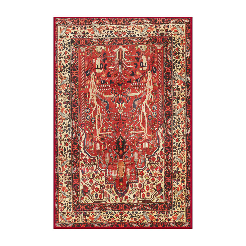 Tapis traditionnel mehroon/noir/crème, Rectangle 3 pi x 5 pi