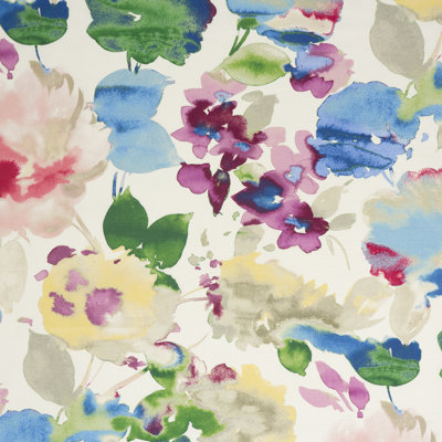 Waverly 54" 100% Cotton Duck With Linen Look, Home Décor, Upholstery Fabric, Cut by Yard, Aqua Fleur Bloom