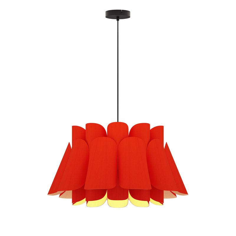 Luminaire suspendu noir 1 lumière Federica, Rouge